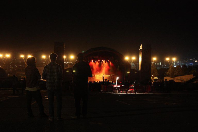 L'escenari durant la Telecogresca 2011 al Parc del Fòrum